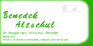 benedek altschul business card